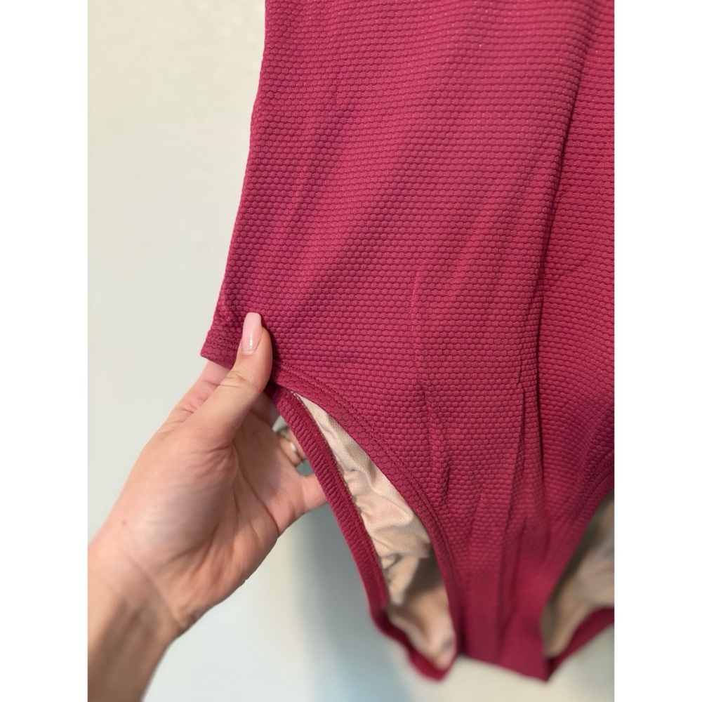 Kona Sol | NWOT Mauve One Piece Tie Front Textured Swimsuit - Picture 5 of 10